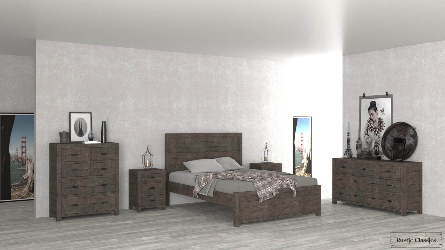 Pending - Rustic Classics Bedroom Set Whistler 5 Piece Reclaimed Wood Platform Bedroom Furniture Set in Grey - Available in 2 Sizes