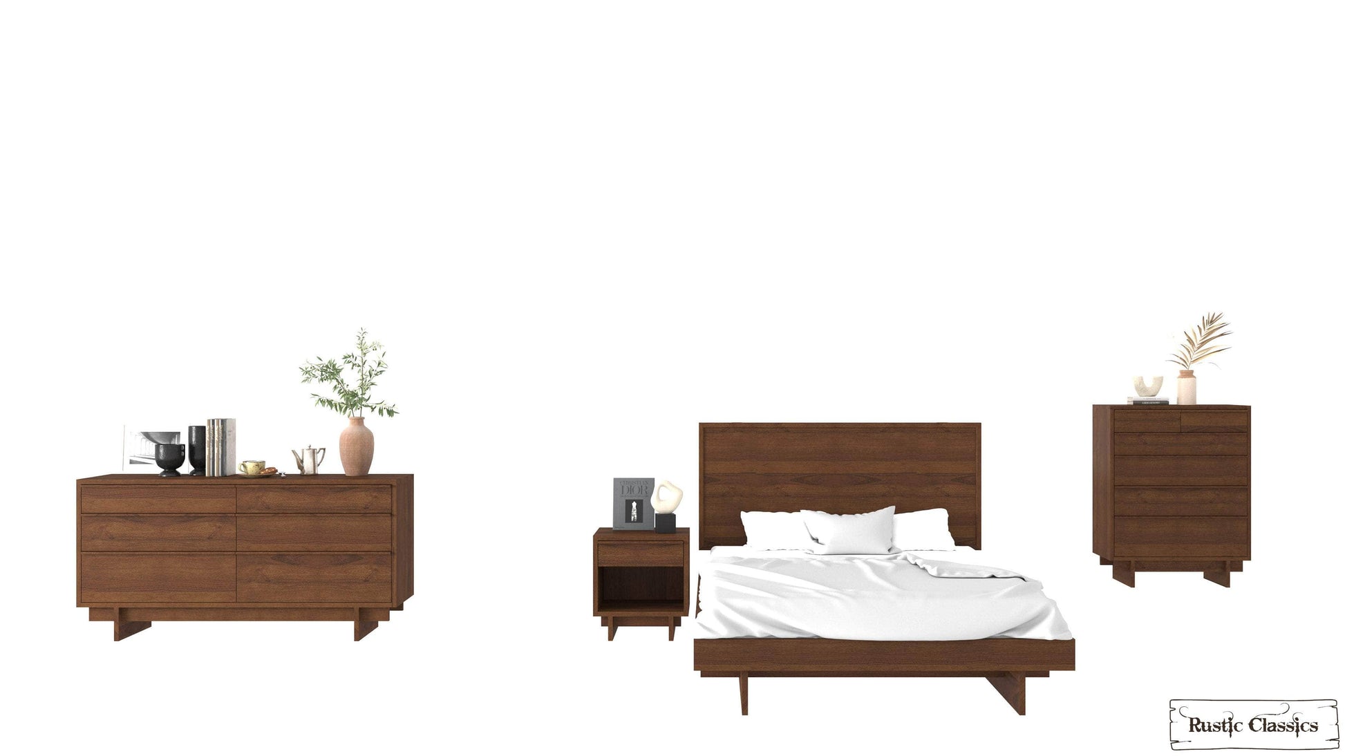 Pending - Rustic Classics Jasper 4 Piece Reclaimed Wood Platform Bedroom Furniture Set in Brown - Available in 2 Sizes