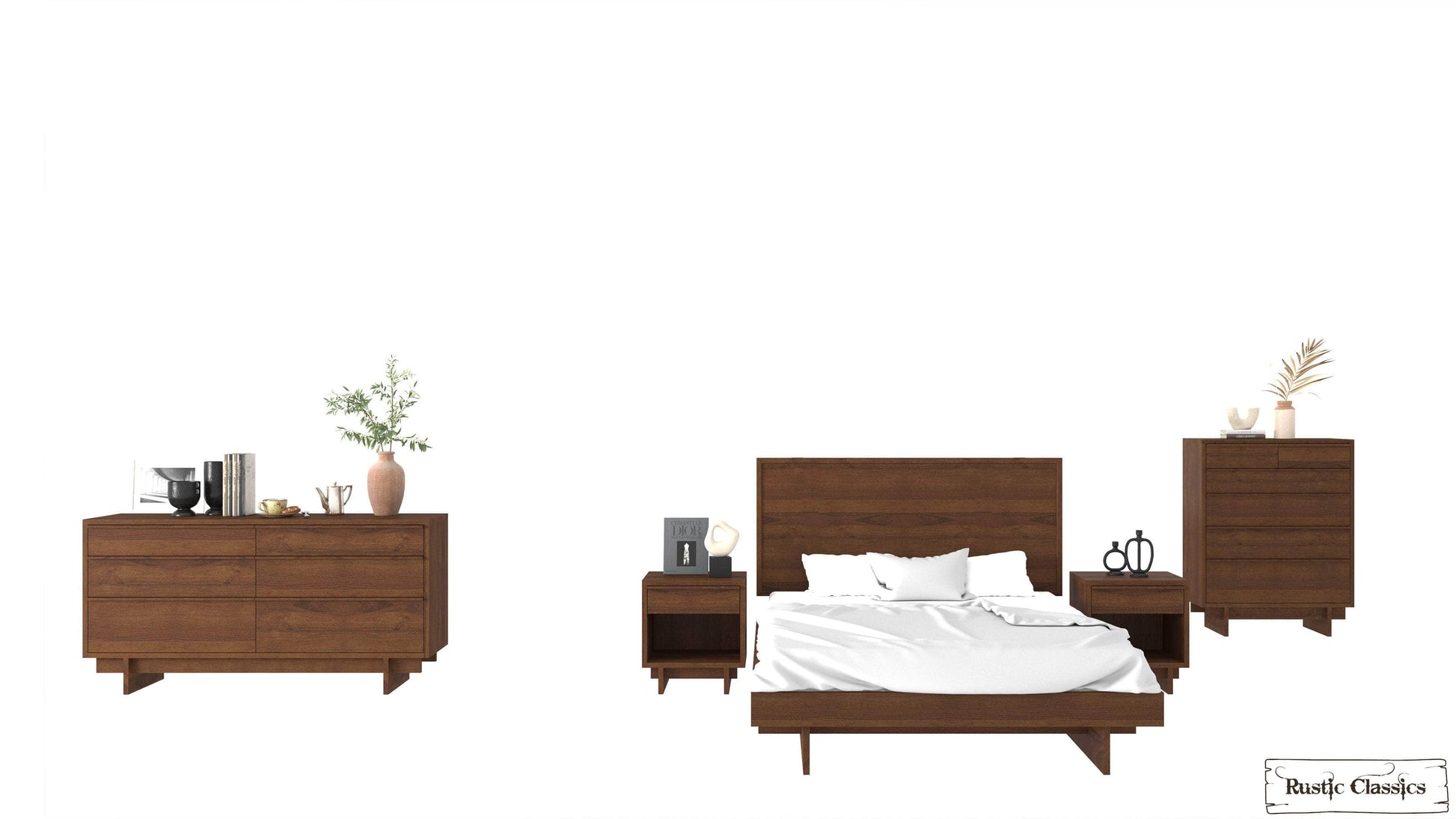 Pending - Rustic Classics Jasper 5 Piece Reclaimed Wood Platform Bedroom Furniture Set in Brown - Available in 2 Sizes