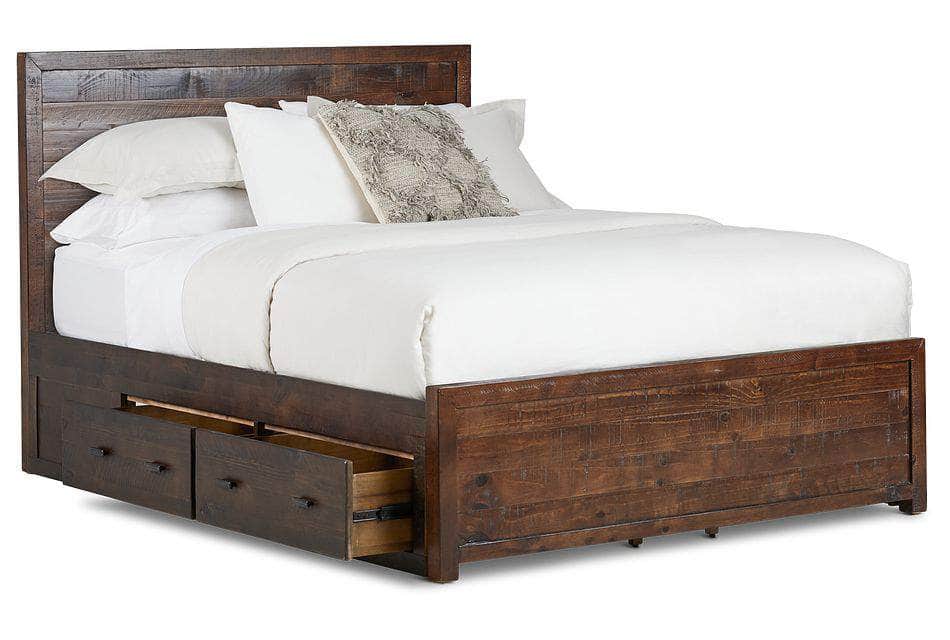 Rustic Classics Bed Queen Whistler Reclaimed Wood Platform Bed with 4 Storage Drawers in Brown - Available in 2 Sizes