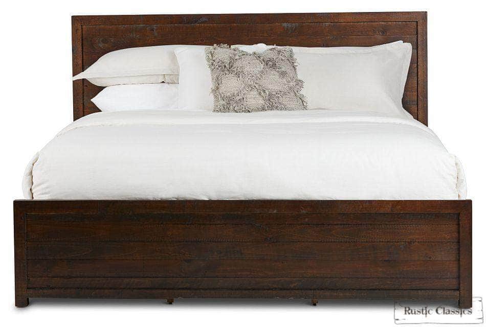 Rustic Classics Bedroom Set Whistler 4 Piece Reclaimed Wood Storage Platform Bedroom Furniture Set in Brown – Available in 2 Sizes