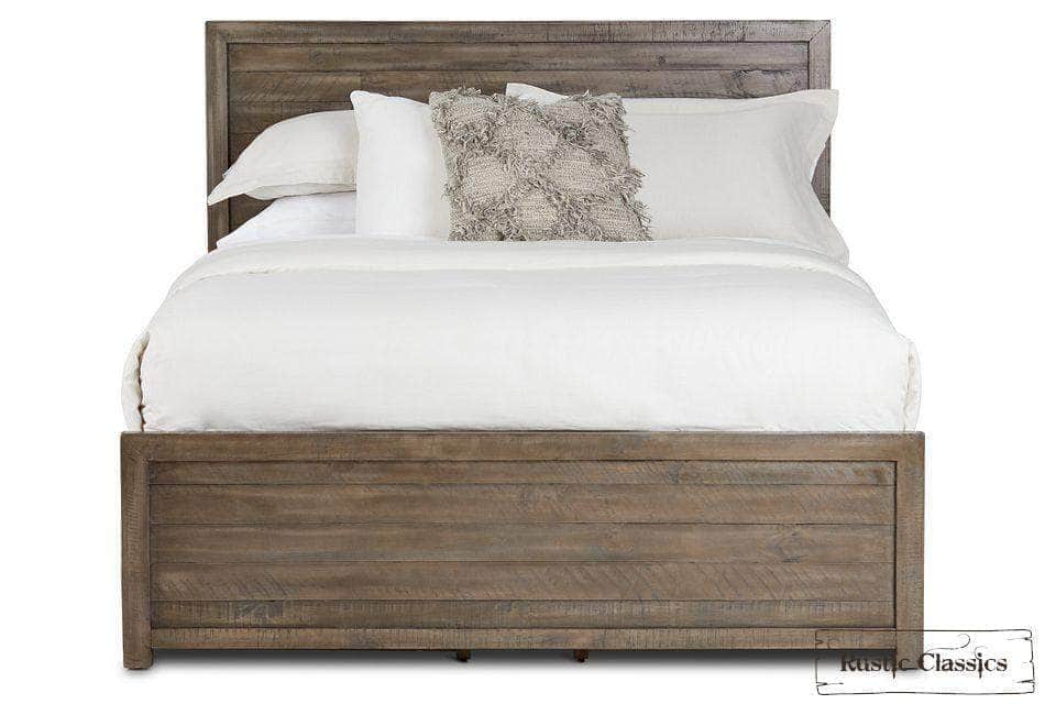 Rustic Classics Bedroom Set Whistler 4 Piece Reclaimed Wood Storage Platform Bedroom Furniture Set in Grey – Available in 2 Sizes