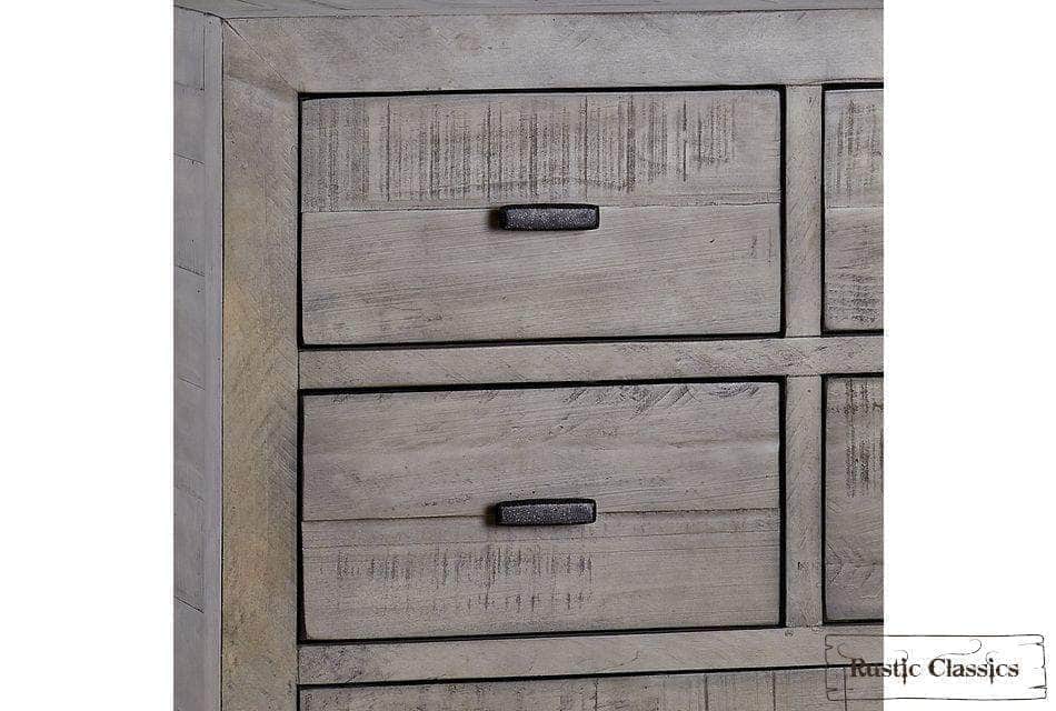 Rustic Classics Bedroom Set Whistler 4 Piece Reclaimed Wood Storage Platform Bedroom Furniture Set in Grey – Available in 2 Sizes