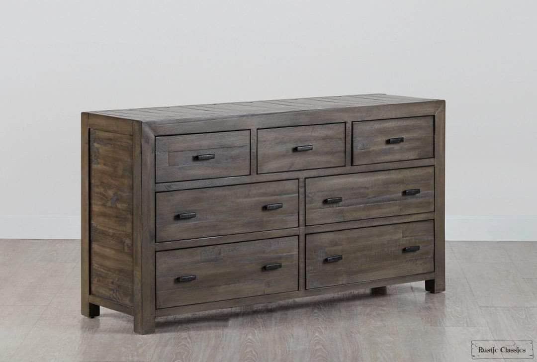 Rustic Classics Bedroom Set Whistler 5 Piece Reclaimed Wood Platform Bedroom Furniture Set in Grey - Available in 2 Sizes