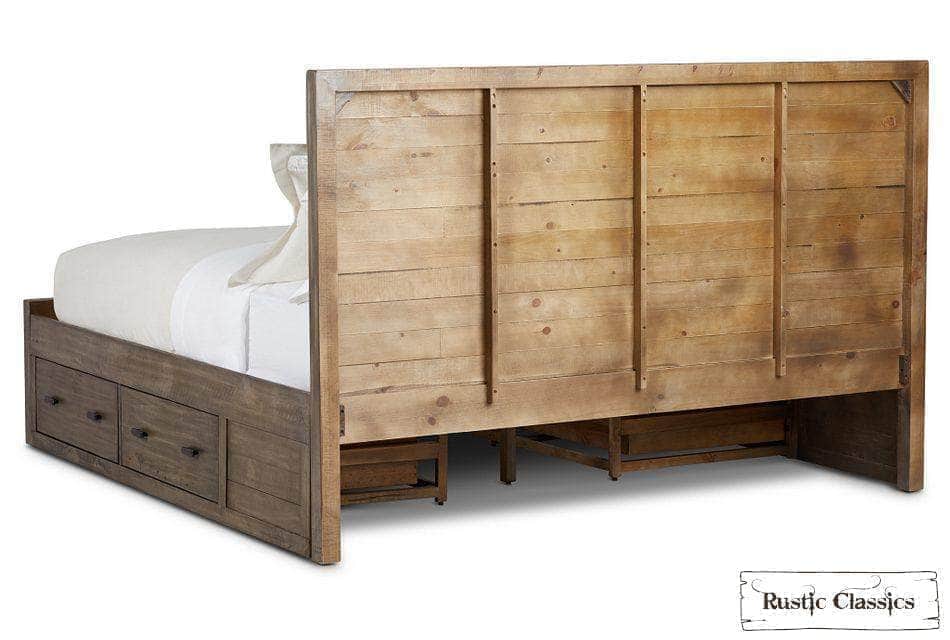 Rustic Classics Bedroom Set Whistler 5 Piece Reclaimed Wood Storage Platform Bedroom Furniture Set in Grey – Available in 2 Sizes