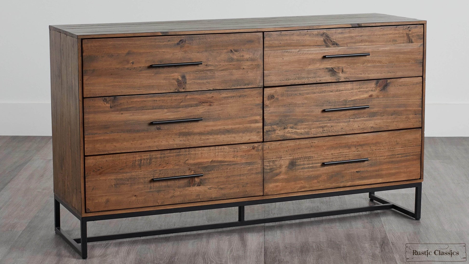 Rustic Classics Dresser Blackcomb Reclaimed Wood and Metal 6 Drawer Dresser in Coffee Bean