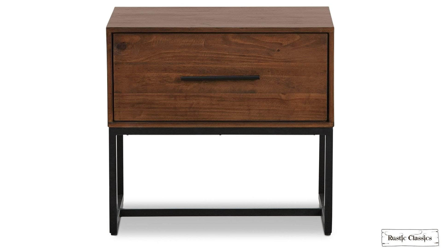 Rustic Classics Nightstand Blackcomb Reclaimed Wood and Metal 1 Drawer Nightstand in Coffee Bean