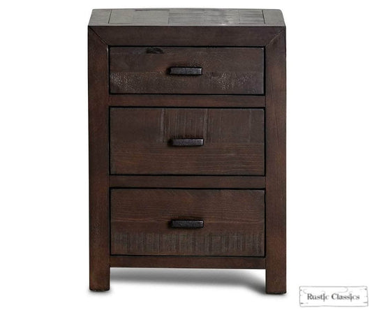 Rustic Classics Nightstand Whistler Reclaimed Wood 3 Drawer Nightstand in Brown