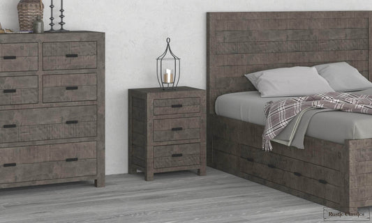 Rustic Classics Nightstand Whistler Reclaimed Wood 3 Drawer Nightstand in Grey