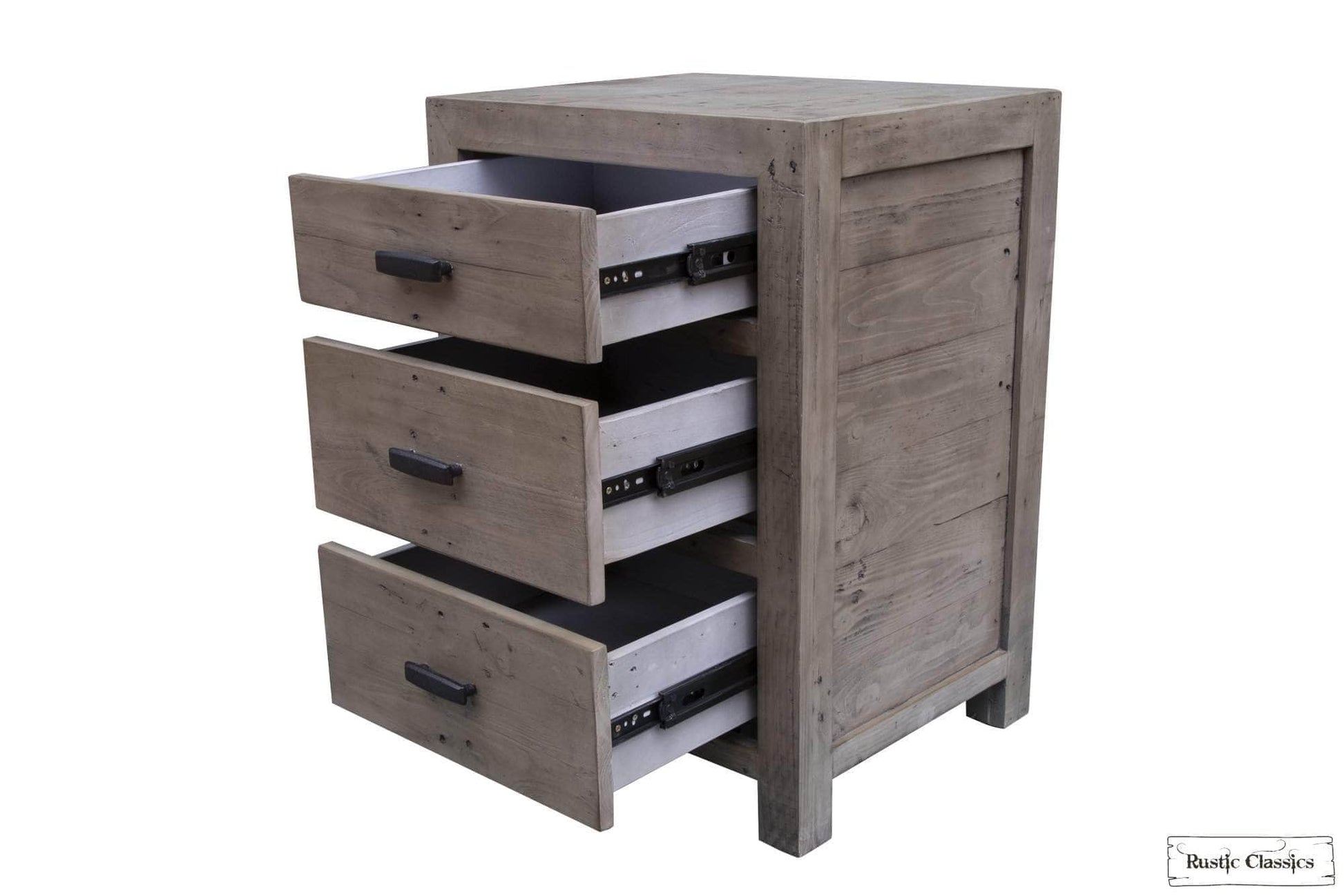 Rustic Classics Nightstand Whistler Reclaimed Wood 3 Drawer Nightstand in Grey