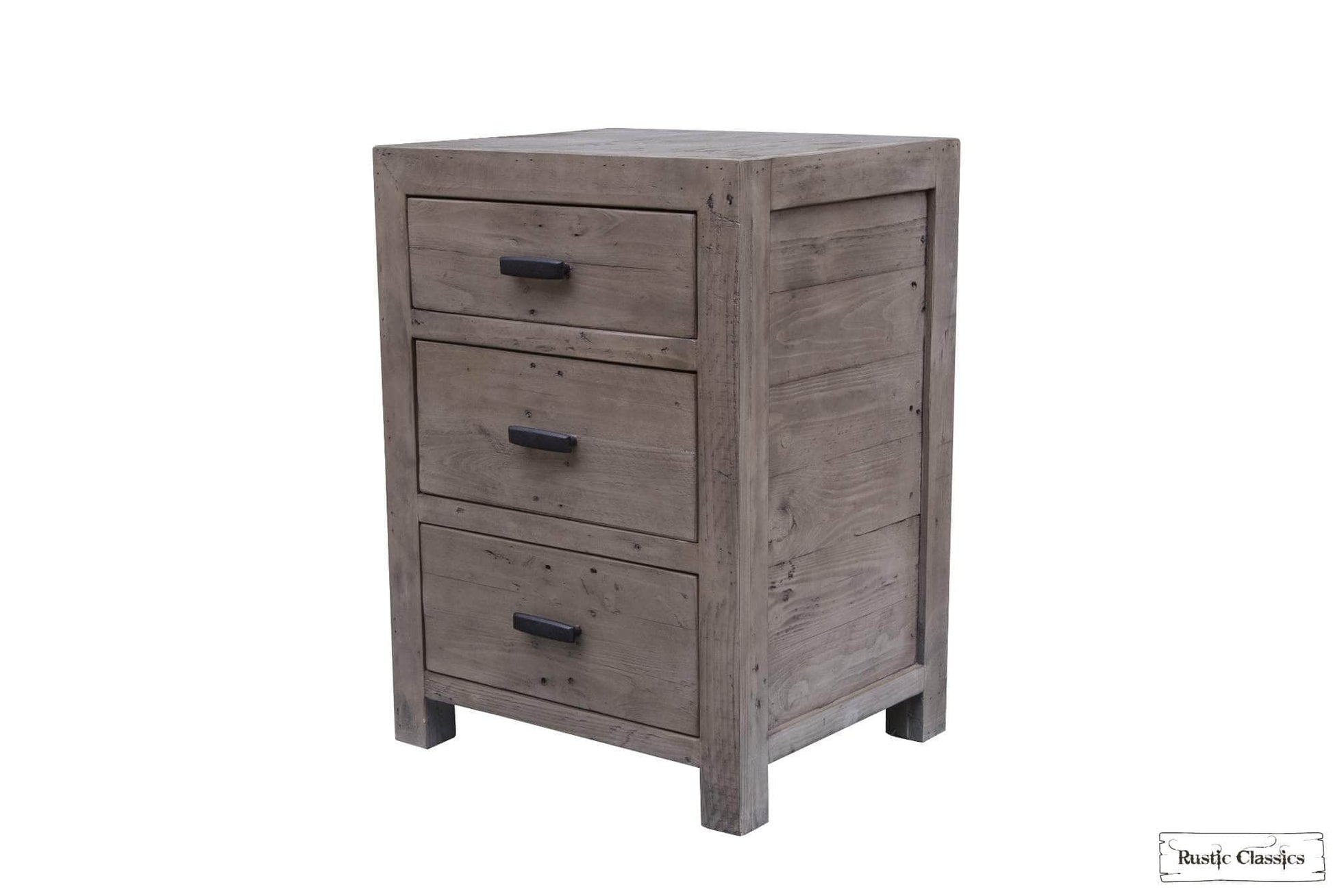 Rustic Classics Nightstand Whistler Reclaimed Wood 3 Drawer Nightstand in Grey