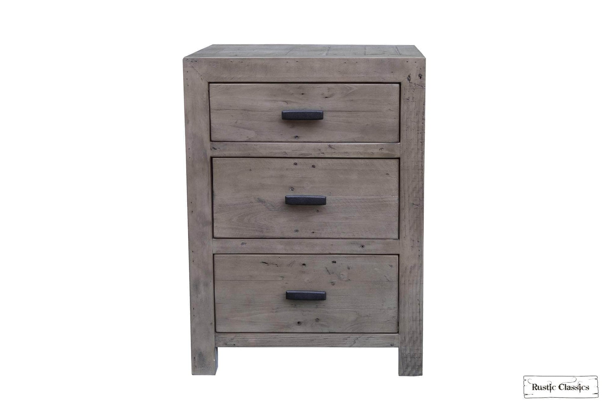 Rustic Classics Nightstand Whistler Reclaimed Wood 3 Drawer Nightstand in Grey